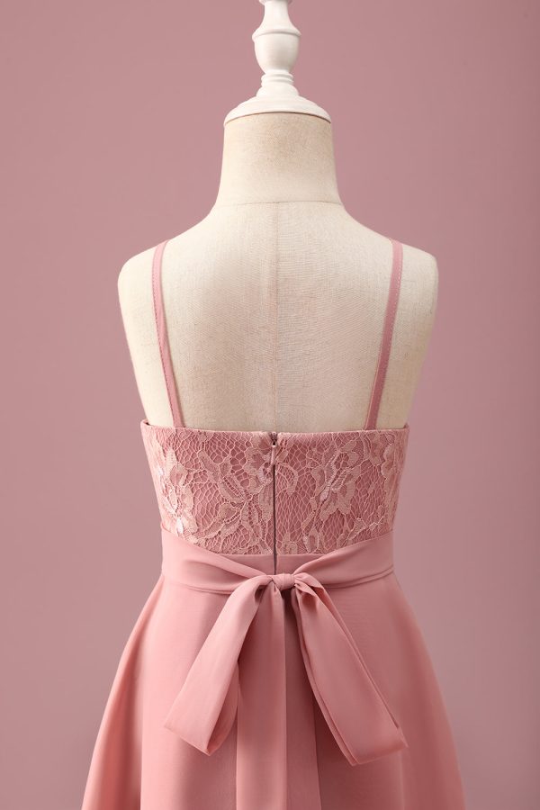 Blush Halter Neck A-Line Chiffon Junior Bridesmaid Dress with Ruffles Supply