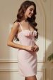 Pink Tight Spaghetti Straps Corset Short Party Dress Cheap