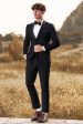 Black 3-Pieces Shawl Lapel Slim Fit Men s Suits Online Hot Sale