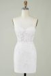 Spaghetti Straps Bodycon Simple White Graduation Dress with Appliques Online Hot Sale