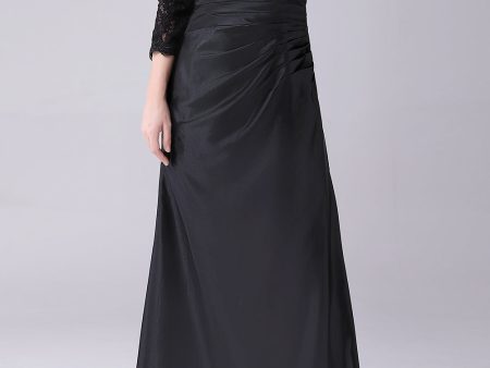 Black A-line Boat Neck Long Sleeves Mother of the Bride Dress Online