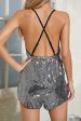 Sparkly Black Wrap Spaghetti Straps Sequins Short Party Jumpsuits Online now