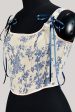 Blue Flower Lace-Up Back Corset Bustier Top Online Hot Sale