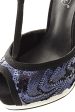 PHYLLIS Dark Blue Sequin Heeled Sandals on Sale