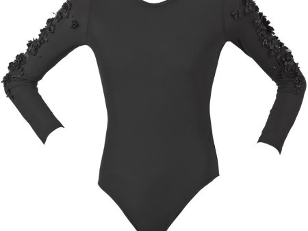 BEBAROQUE BLOSSOM Black Long Sleeve Floral Body Top For Sale