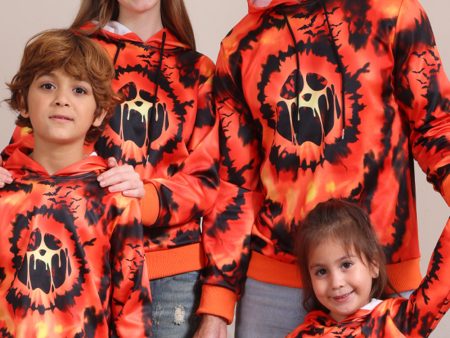 Spooky Orange Skeleton Print Hooded Family Sweatshirts Cheap