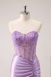 Sparkly Beading Lilac Corset Short Tight Homecoming Dress For Discount