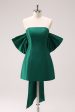 Dark Green Strapless A Line Short Homecoming Dress with Bow For Cheap