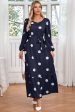 Navy Scoop Neck Polka Dots Long Cocktail Dress with Sash Cheap