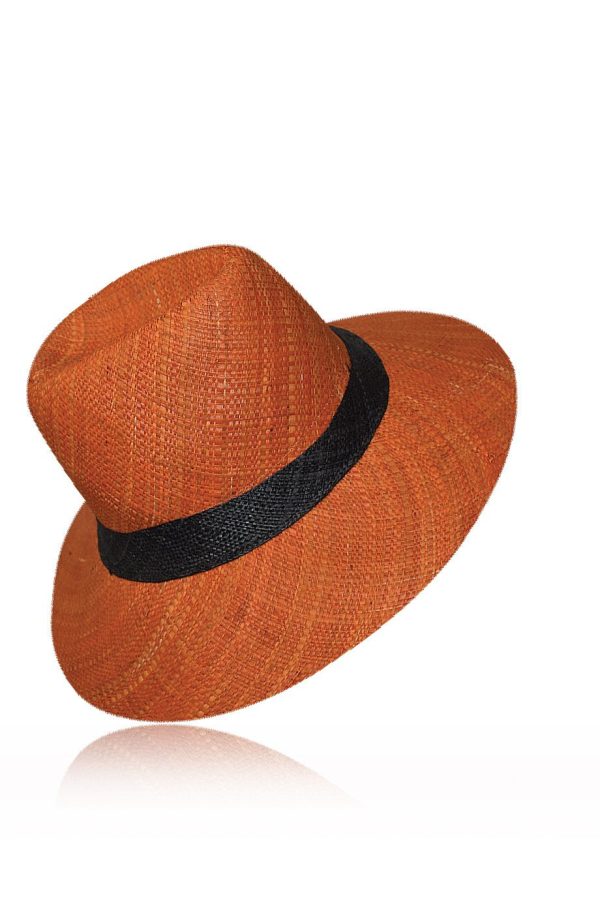 Berthile Orange Handmade Madagascar Hat For Sale