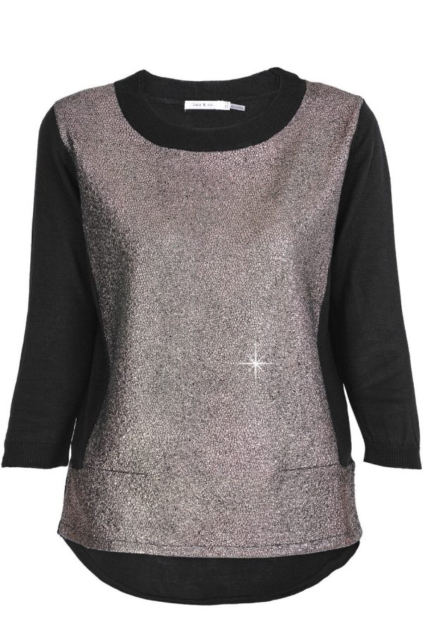 ALIN Black Nacre Crackled Blouse For Cheap