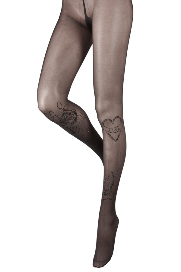 BEBAROQUE VALENTINA Black Heart Tights For Discount