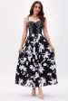 Black White Flower Printed A-Line Spaghetti Straps Party Dress For Sale