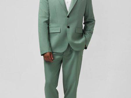 Grey Green Peak Lapel Single Breasted 2 Piece Men s Prom Suits For Cheap