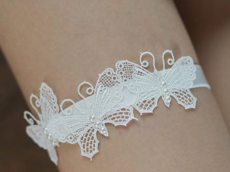 White Butterfly Lace Bridal Garters（Set of 3 ） Discount