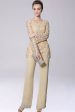 Champagne Jumpsuit Pantsuit Separates Chiffon Mother of the Bride Dress With Appliques Online