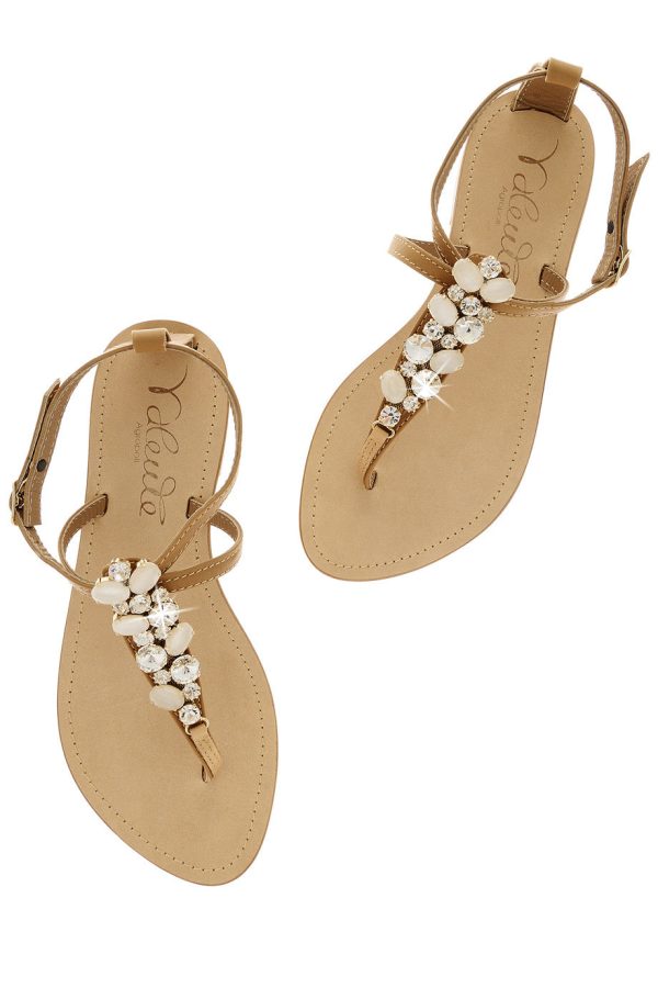 ANGELO VALENTE ZORA Beige Crystal Sandals For Cheap