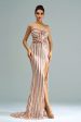 Apricot Mermaid Strapless Sequined Split Prom Dress Online