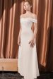 White Off The Shoulder Satin Long Prom Dress Supply