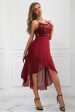 Sparkly Burgundy Spaghetti Straps Asymmetrical Party Dress Online Sale