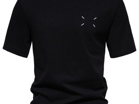 Black Cotton Short Sleeves Crewneck Men s Shirt For Cheap