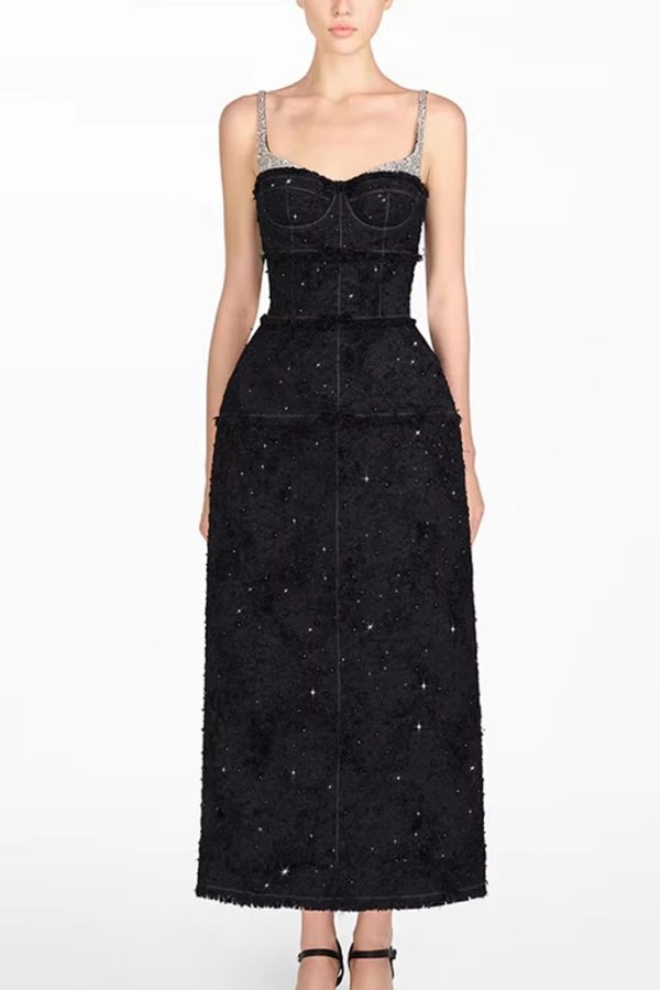 Zardena Black Crystal Embellished Dress Hot on Sale