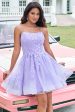 Cute Glitter Lilac A Line Sequins Short Lace Up Back Homecoming Dress with Appliques Hot on Sale