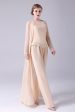 Champagne Long Coat 3 Pieces Mother of the Bride Pant Suits For Sale