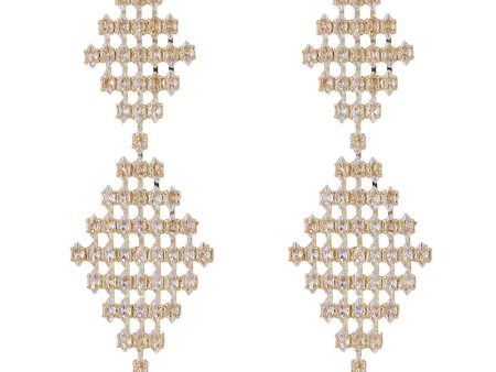 Bridal Wedding Golden Pave Inlaid Shooting Star Pendant Earrings Sale