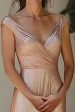 Sparkly Champagne V Neck Ruched Mother Of Bride Dress With Sequins Online Hot Sale