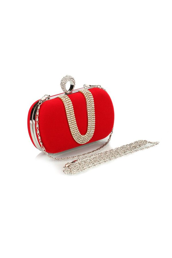 Luxury Red Handbag with Rhinestones on Sale