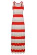 CARLOS MIELE KARLA Red and Beige Maxi Striped Dress For Sale