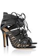 CECCONELLO ALESIA Silver Black Cord Heeled Sandals Hot on Sale