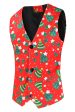 Red Christmas Green Tree Printed 3 Pieces Men s Festival Suits on Sale