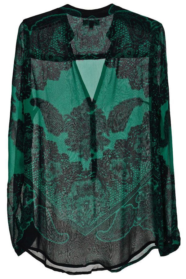 JAEDA Emerald Sheer Paisley Top Discount