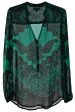 JAEDA Emerald Sheer Paisley Top Discount