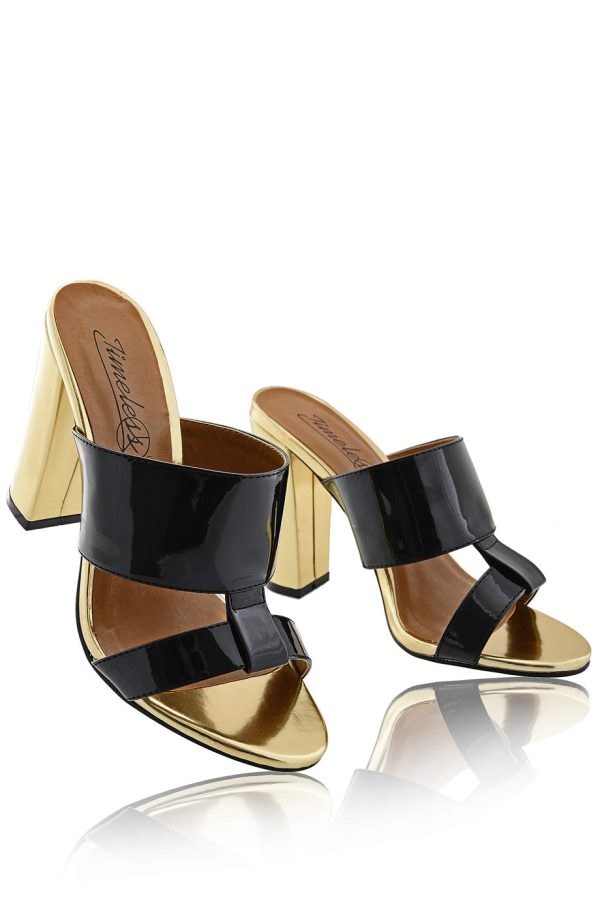 AMY Black Gold Mules Fashion