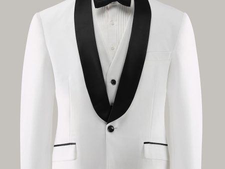 White Shawl Lapel 3 Piece One Button Men s Prom Suits Sale