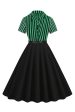 A Line Black Stripe 1950s Dress with Short Sleeves For Sale