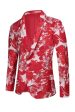 Red Floral Jacquard 2 Piece Men Suits Sale