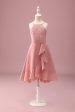 Blush Halter Neck A-Line Chiffon Junior Bridesmaid Dress with Ruffles Supply