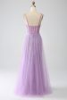 A-Line Lilac Spaghetti Straps Long Corset Prom Dress Sale