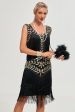 Black Gatsby 1920s Flapper Dress with Sequins and Fringes Supply