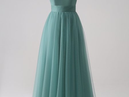 Eucalyptus Spaghetti Straps A-Line Tulle Bridesmaid Dress Sale