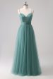 Eucalyptus Spaghetti Straps A-Line Tulle Bridesmaid Dress Sale