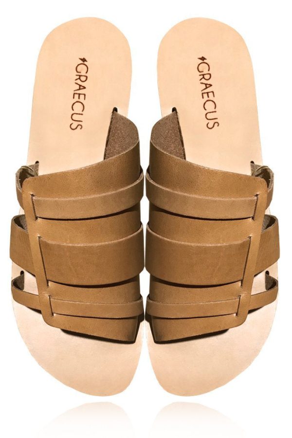 Desmi Beige Leather Sandals Online now