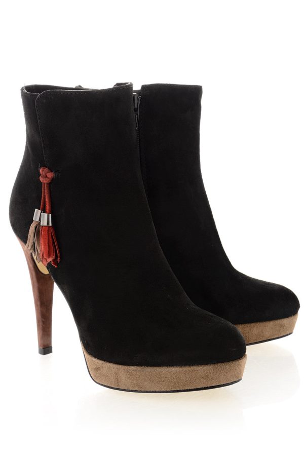 BARBARA BUCCI JULIANA Black Suede Ankle Boots For Sale