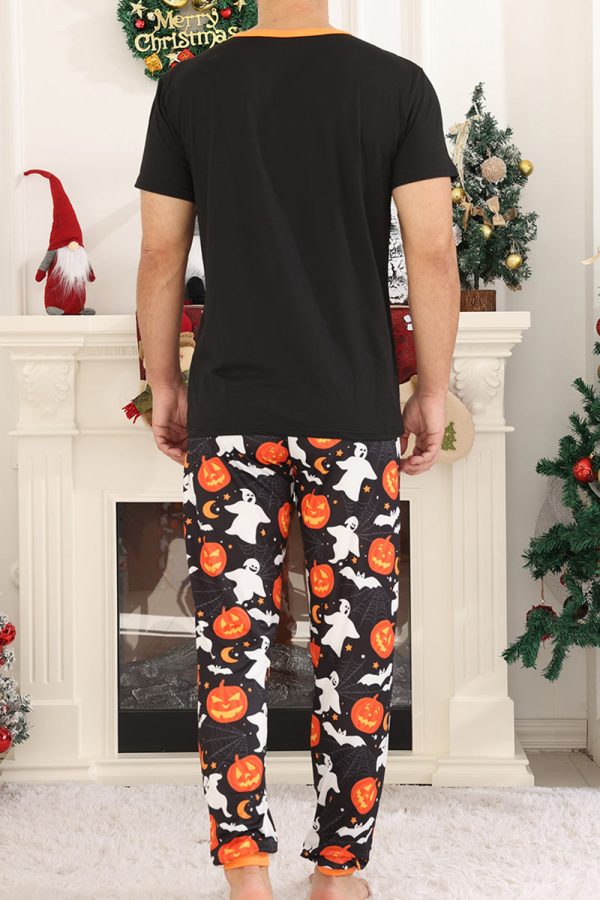 Black Pumpkin Printed Halloween Family Pajamas Set Fashion