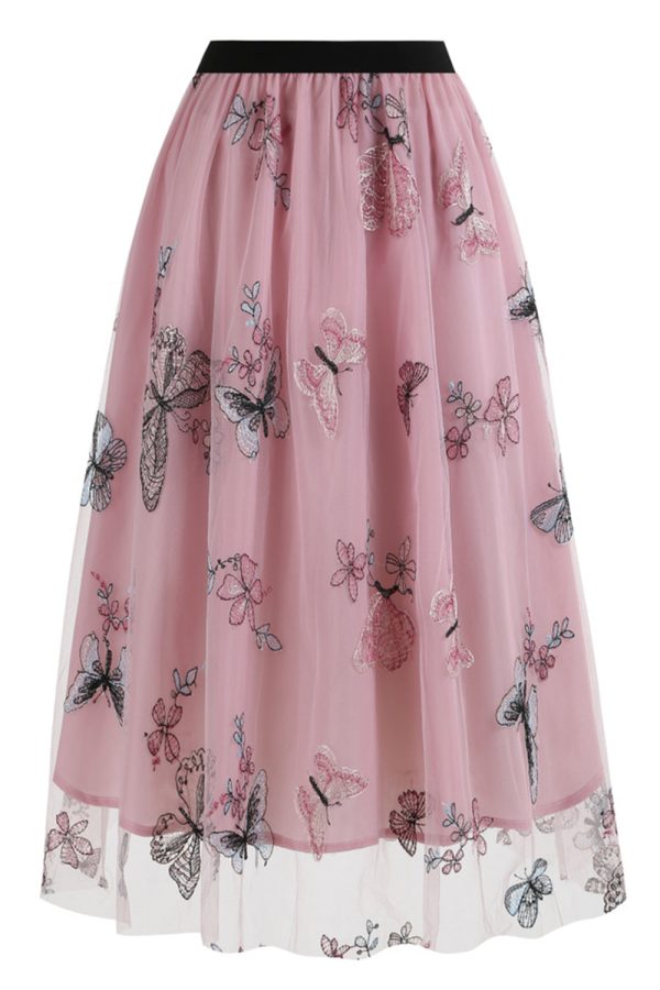 Apricot High Waist Print Chiffon Floral Loose Midi A Line Skirt Online Sale