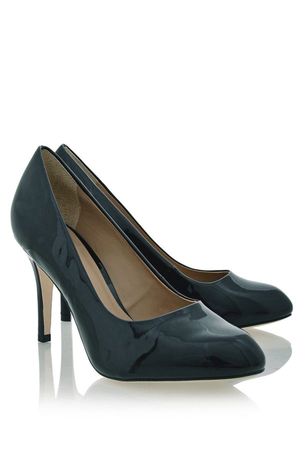 ALDITH Blue Black Patent Leather Pumps Discount